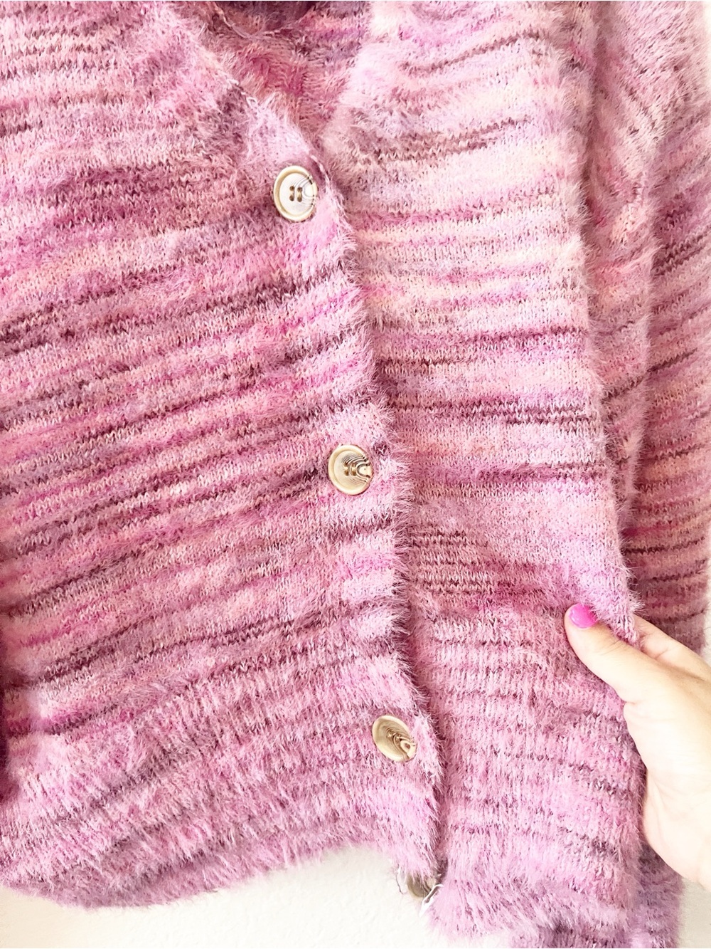 New Free People Movement Large Fuzzy Sweater Cardigan Tank Pink - Picture 3 of 7